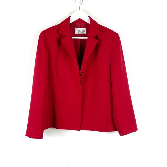 Vintage Red Lined Boxy Fit Blazer Size 10 - Picture 1 of 10